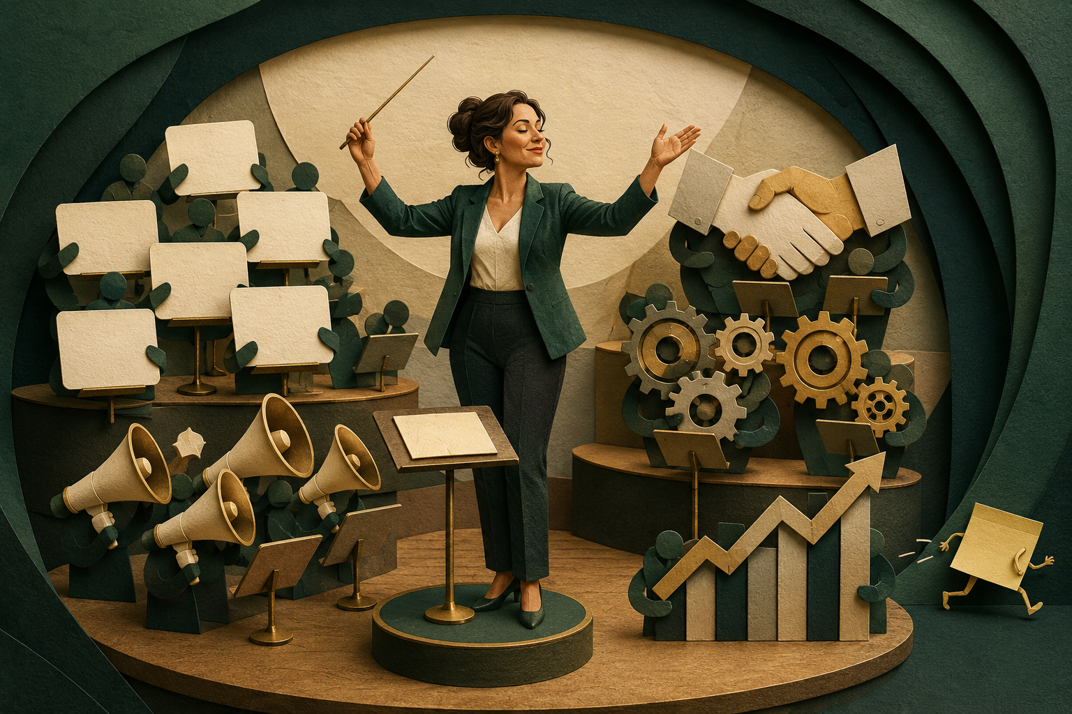 A business owner conducts sales, marketing and operations like a well-coordinated orchestra